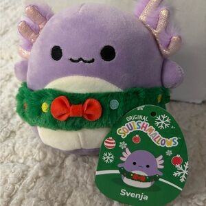 Squishmallow Svenja The Axolotl with Wreath Holiday 2022 and 2023 4.5 inch